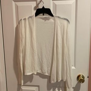 White + Warren Cropped Linen and Cotton Swing Cardigan